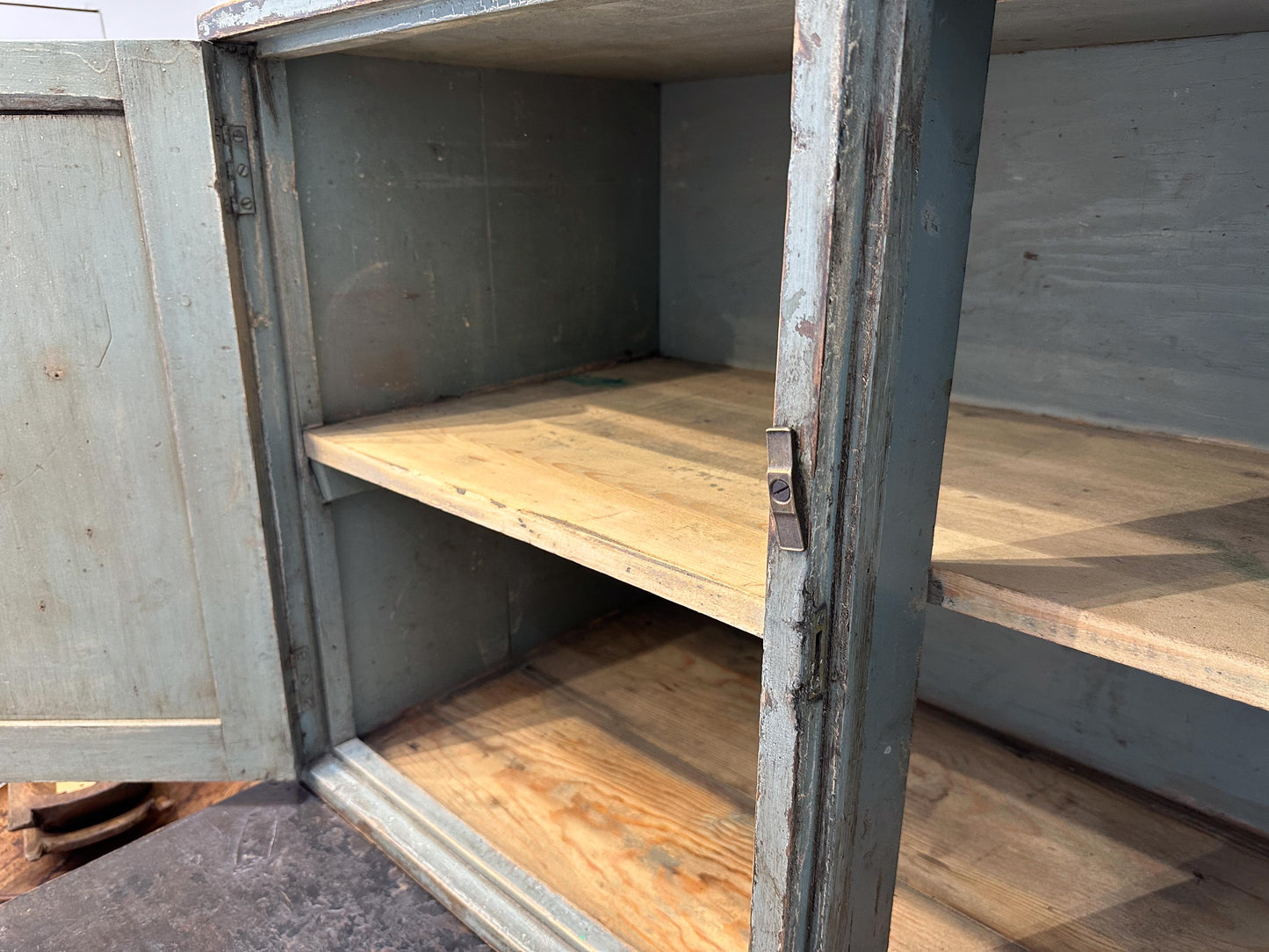 Vintage Antique Victorian Wooden Rustic Painted Pantry Cupboard / Kitchen Storage