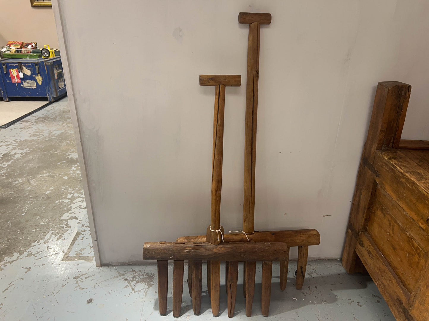 Antique Wooden Malting Kiln Fork Rake 19th Century