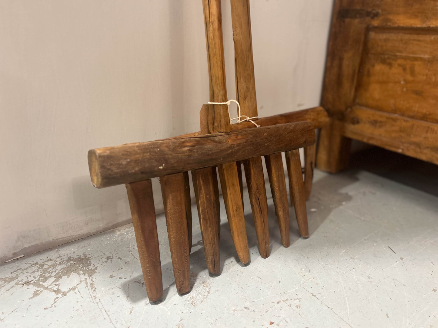 Antique Wooden Malting Kiln Fork Rake 19th Century