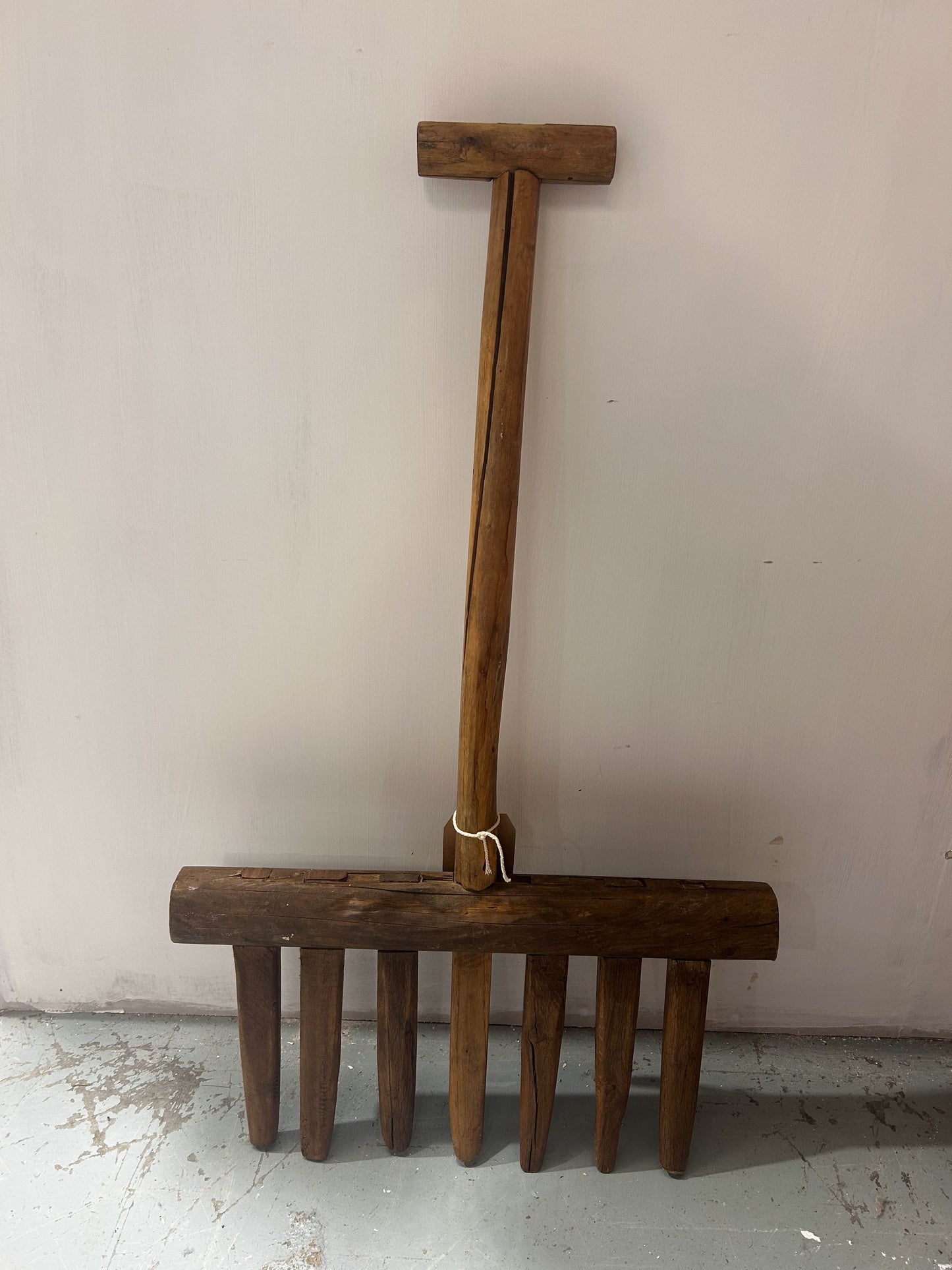 Antique Wooden Malting Kiln Fork Rake 19th Century