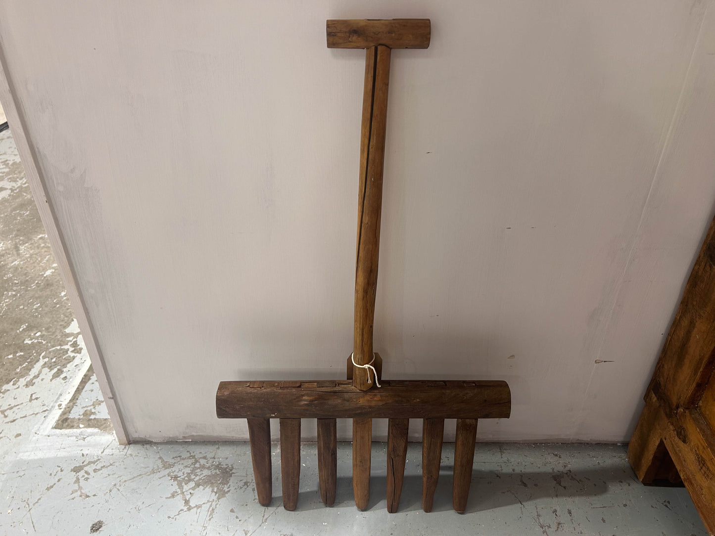 Antique Wooden Malting Kiln Fork Rake 19th Century