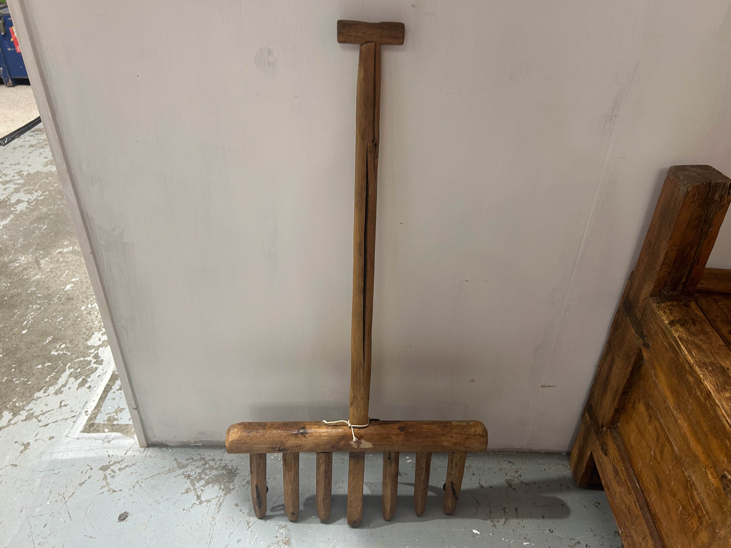 Antique Wooden Malting Kiln Fork Rake 19th Century