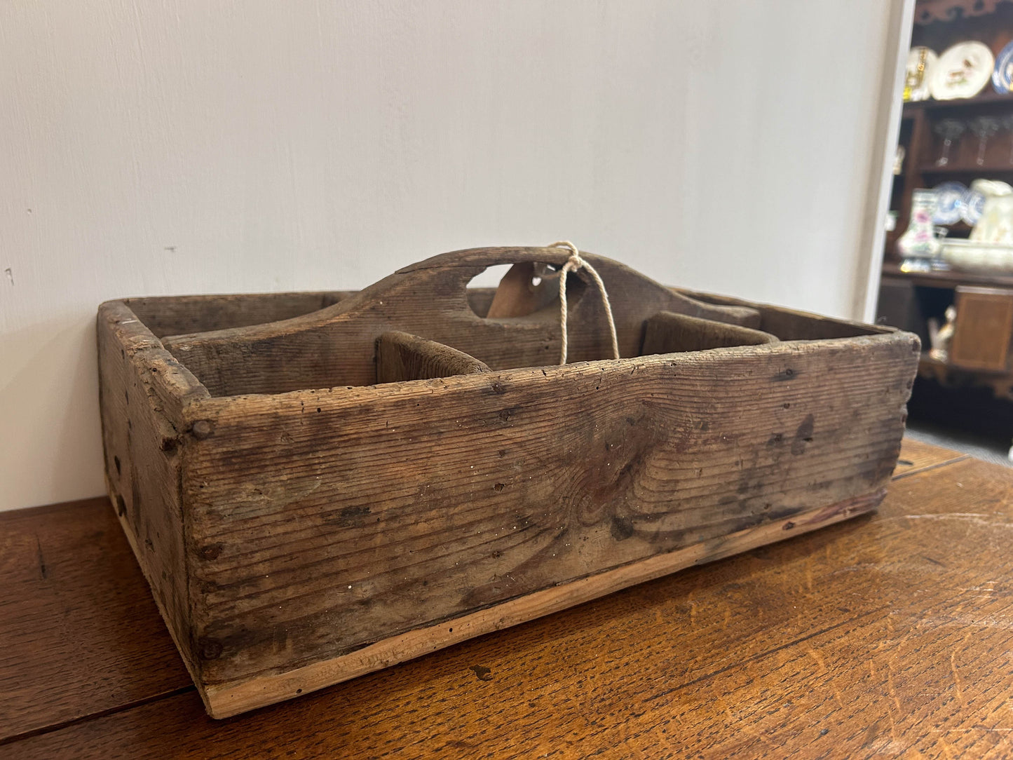 Antique Vintage Wooden Rustic Tool Trug Caddy