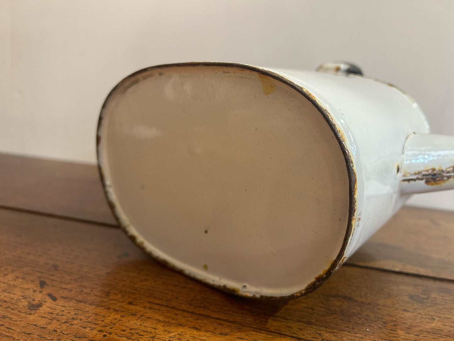 Vintage Belgium White Enamel Watering Can