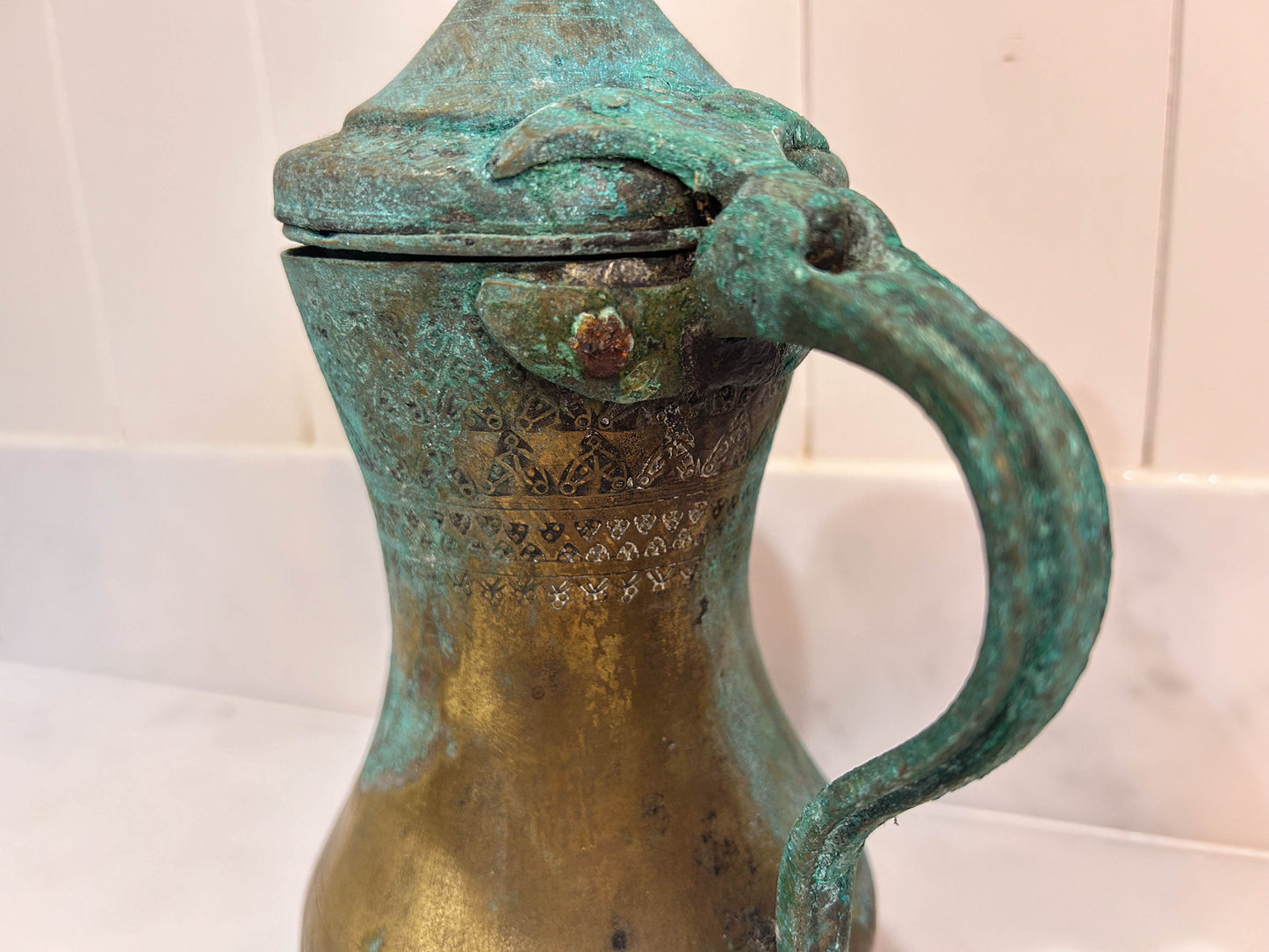 Antique Middle Eastern European Turkish Copper Coffee Pot