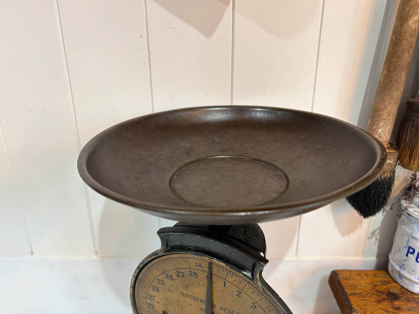 Vintage Retro Black Cast Iron Salter Scales Number 46 With Plate