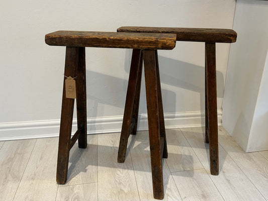 Antique Pair of Pine Coffin Stands / Trestles / Decorative Furniture