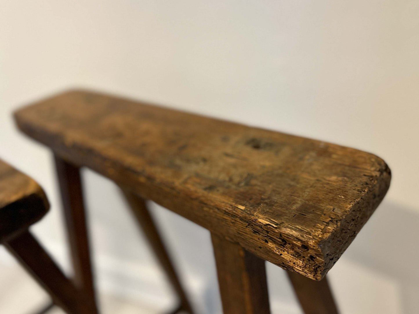 Antique Pair of Pine Coffin Stands / Trestles / Decorative Furniture