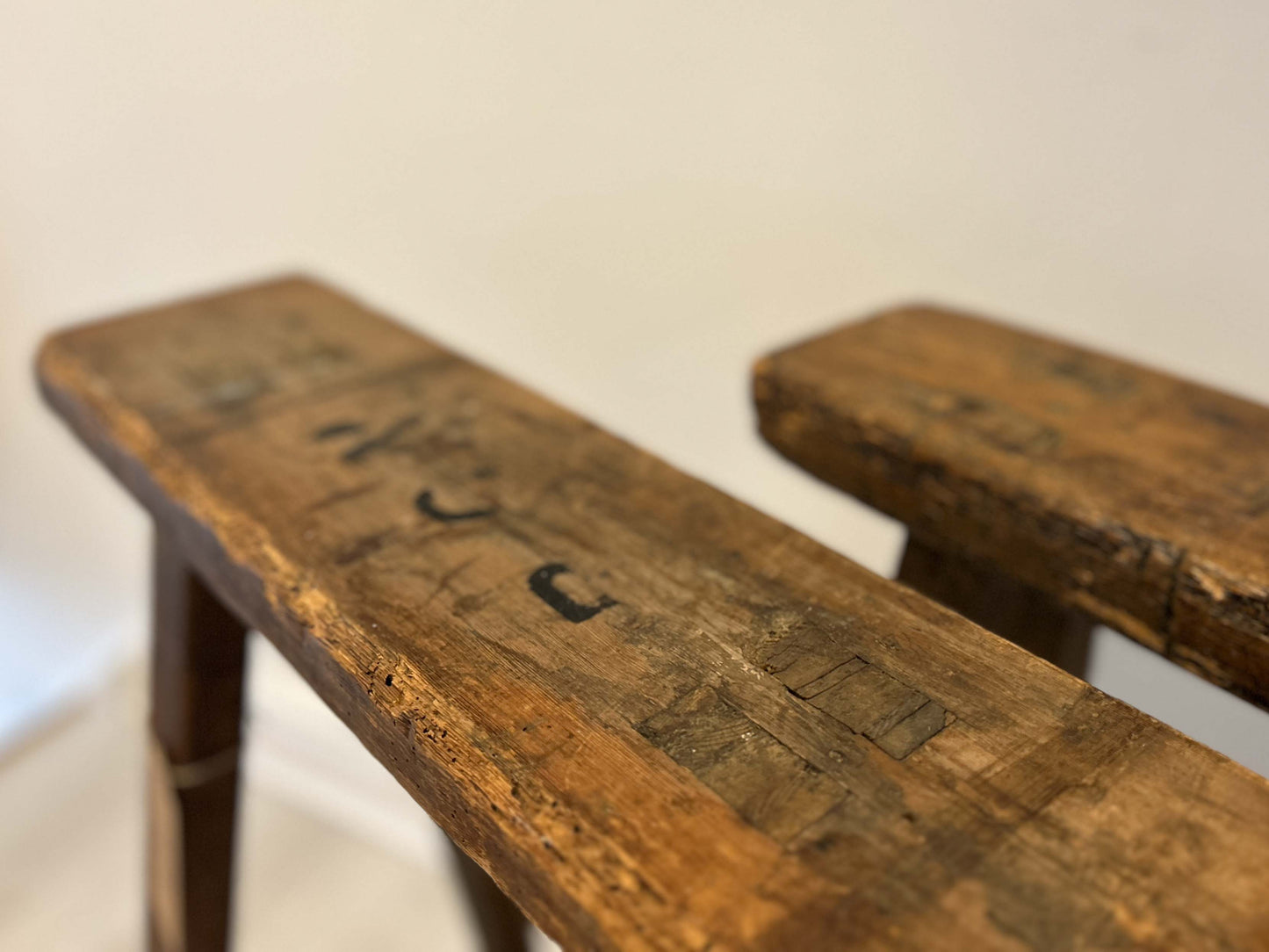 Antique Pair of Pine Coffin Stands / Trestles / Decorative Furniture