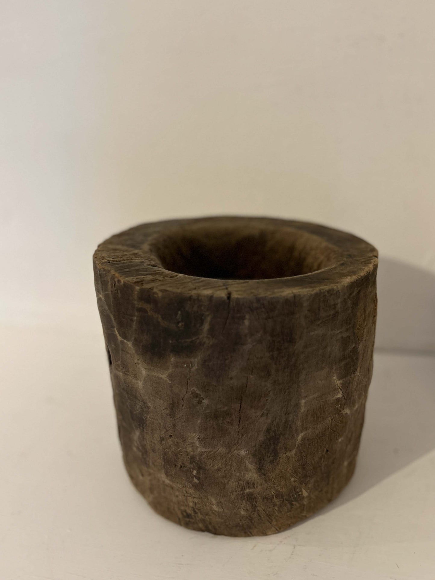 Antique Vintage Indian Wooden Mortar Made From Teak