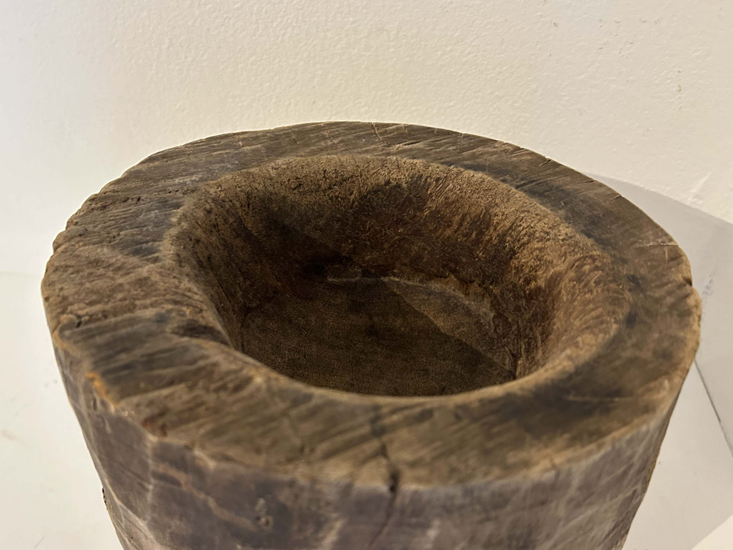 Antique Vintage Indian Wooden Mortar Made From Teak