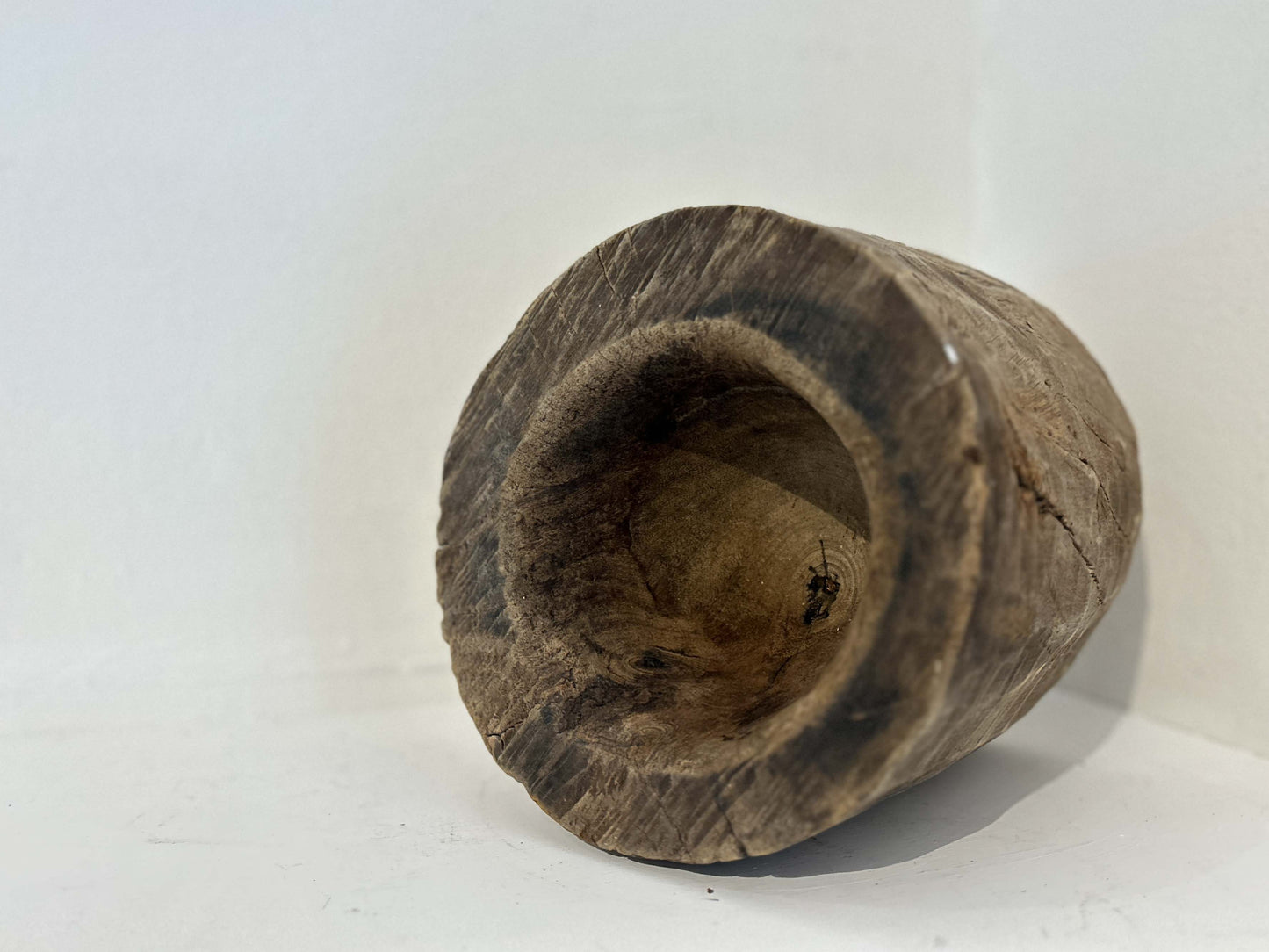 Antique Vintage Indian Wooden Mortar Made From Teak