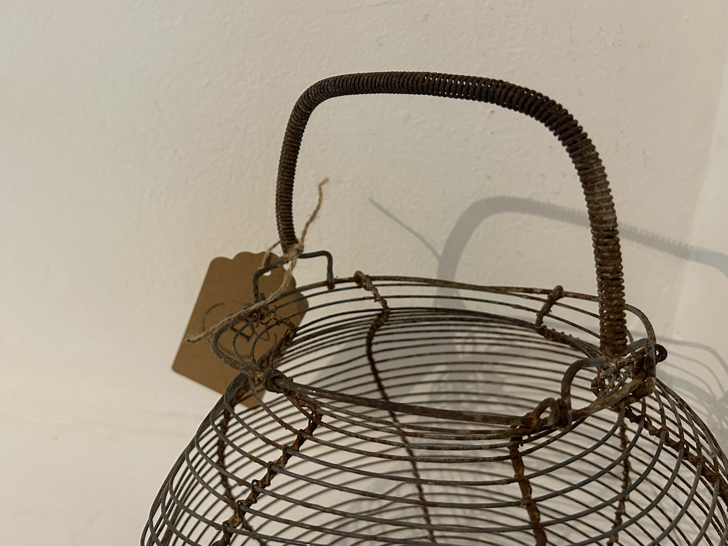 Antique Vintage Rustic Wire Farmhouse Egg Basket / Kitchen Storage