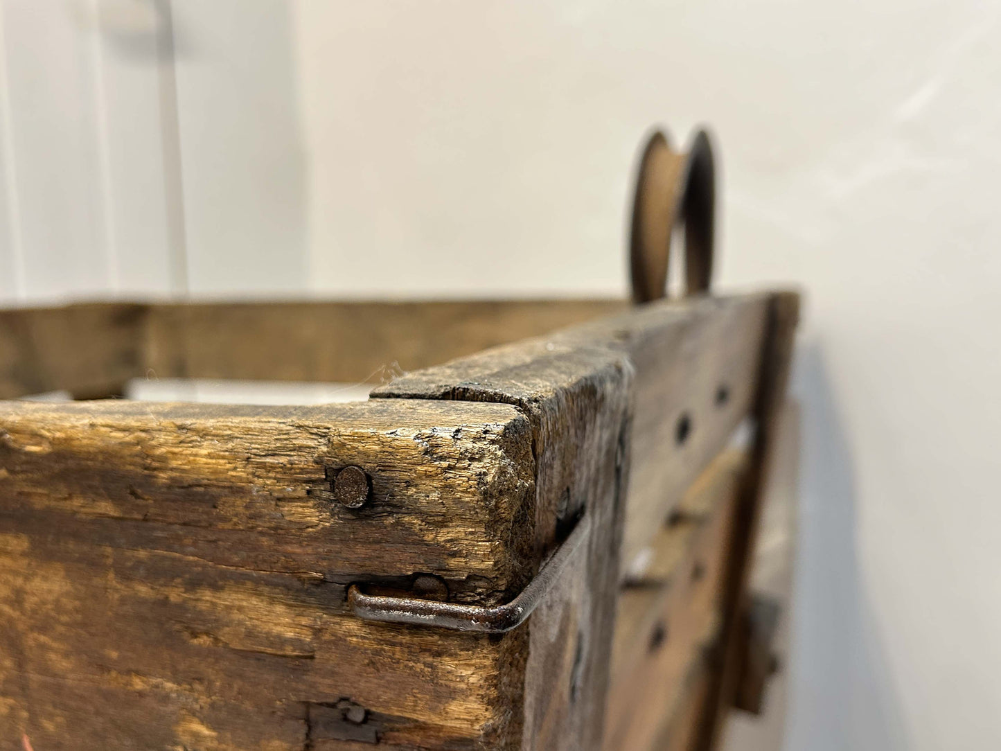 Antique Vintage Rustic French Wooden Apple Orchard Crate with Original Family Name