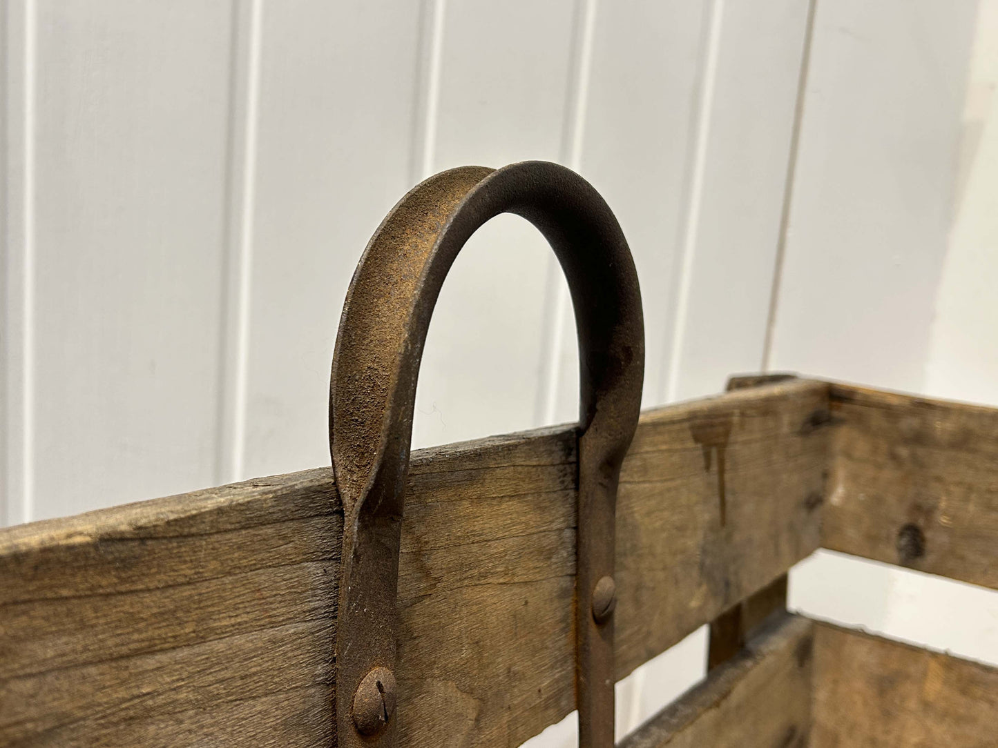 Antique Vintage Rustic French Wooden Apple Orchard Crate with Original Family Name