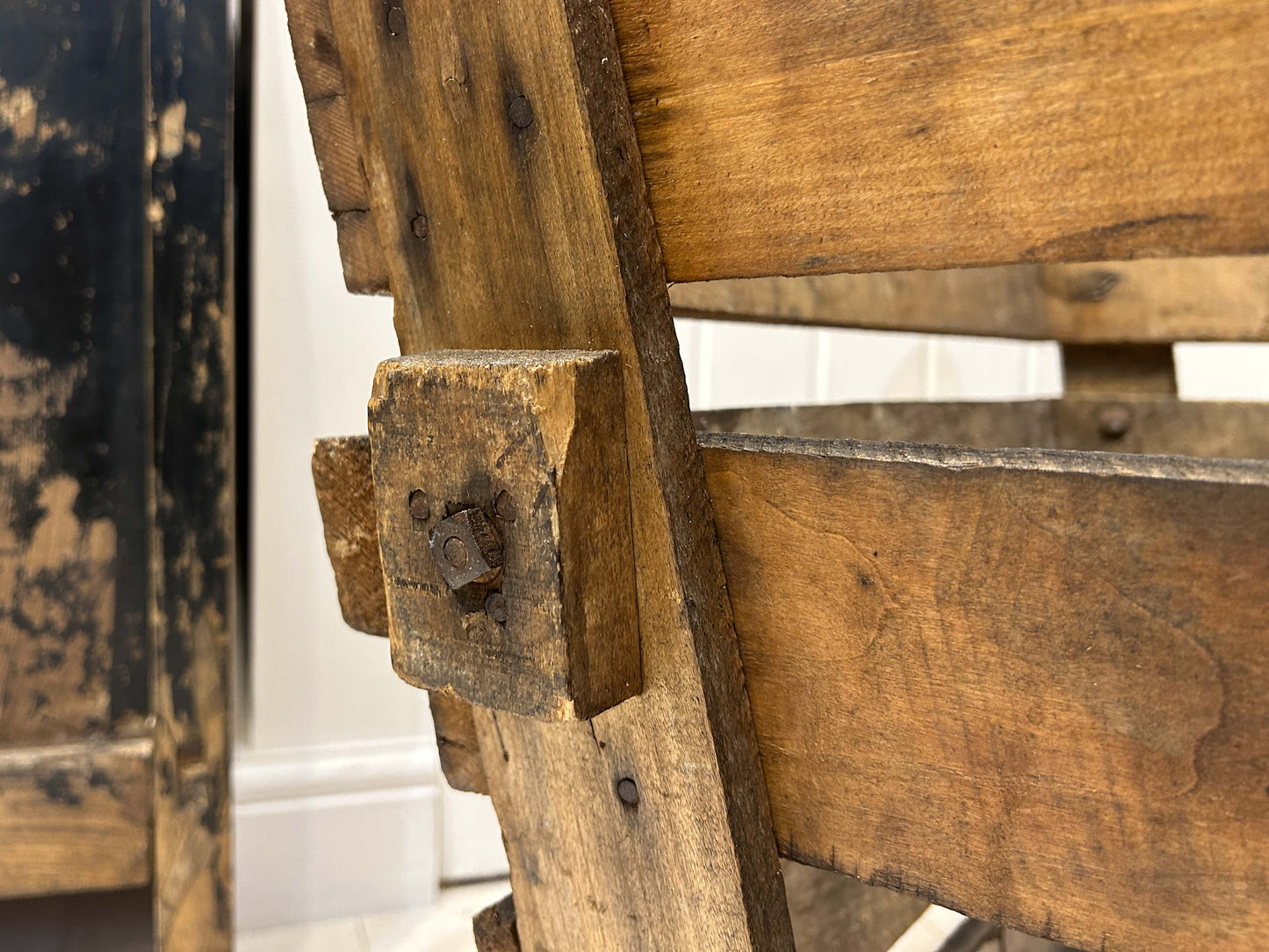 Antique Vintage Rustic French Wooden Apple Orchard Crate with Original Family Name