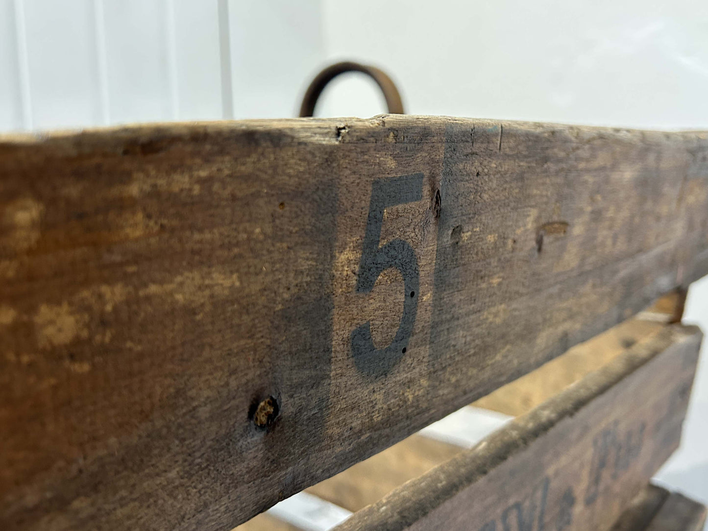 Antique Vintage Rustic French Wooden Apple Orchard Crate with Original Family Name