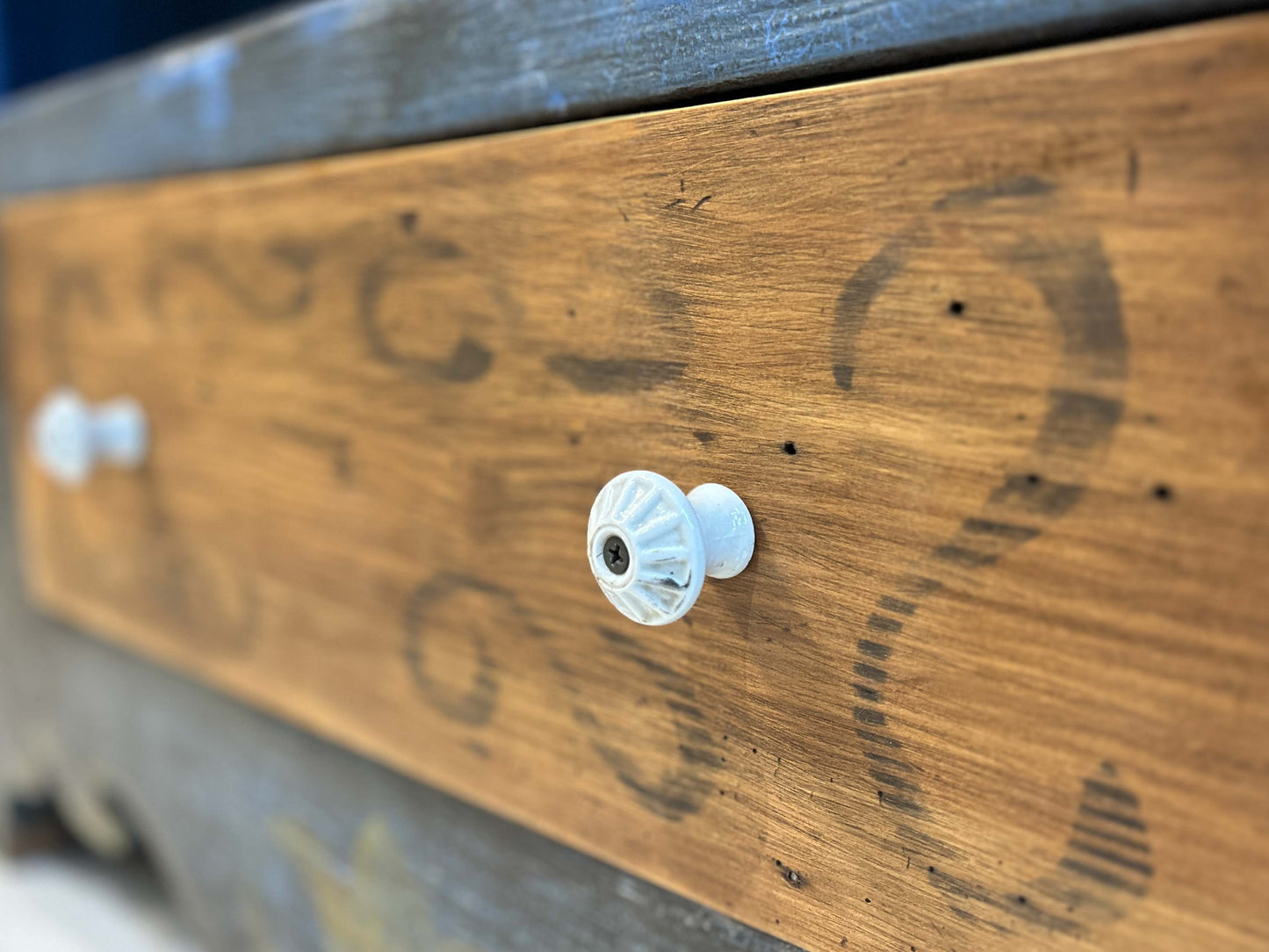 Antique Vintage Hand Painted Plaster On Pine East European Marriage Wardrobe