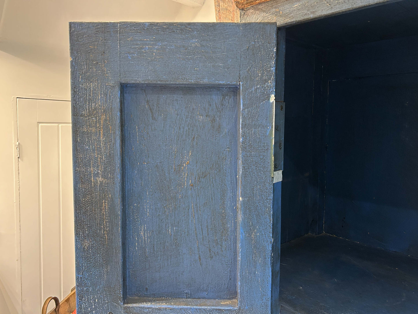 Antique Vintage Hand Painted Plaster On Pine East European Marriage Wardrobe