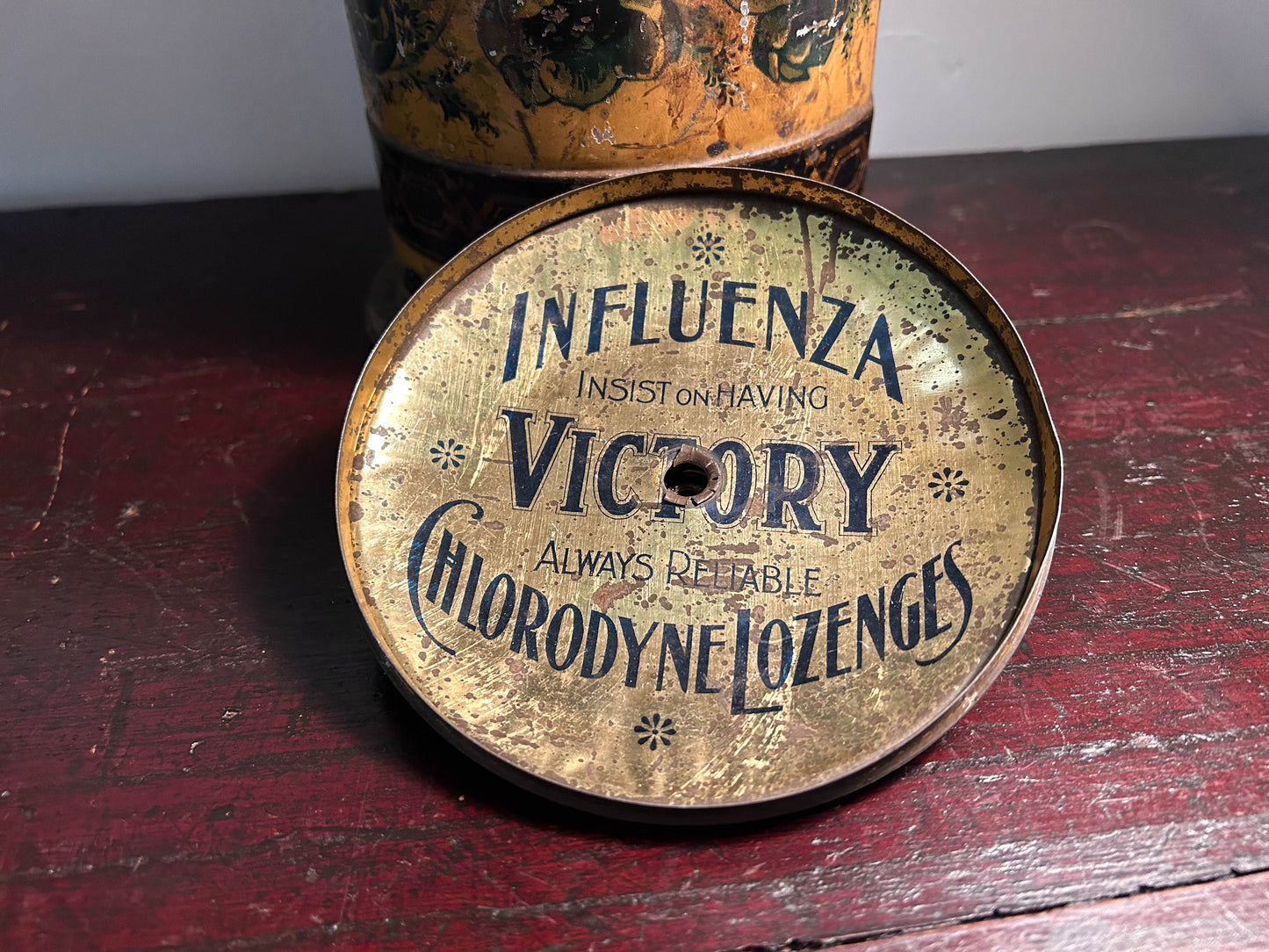 Rare Antique Victorian Influenza Medical Tin