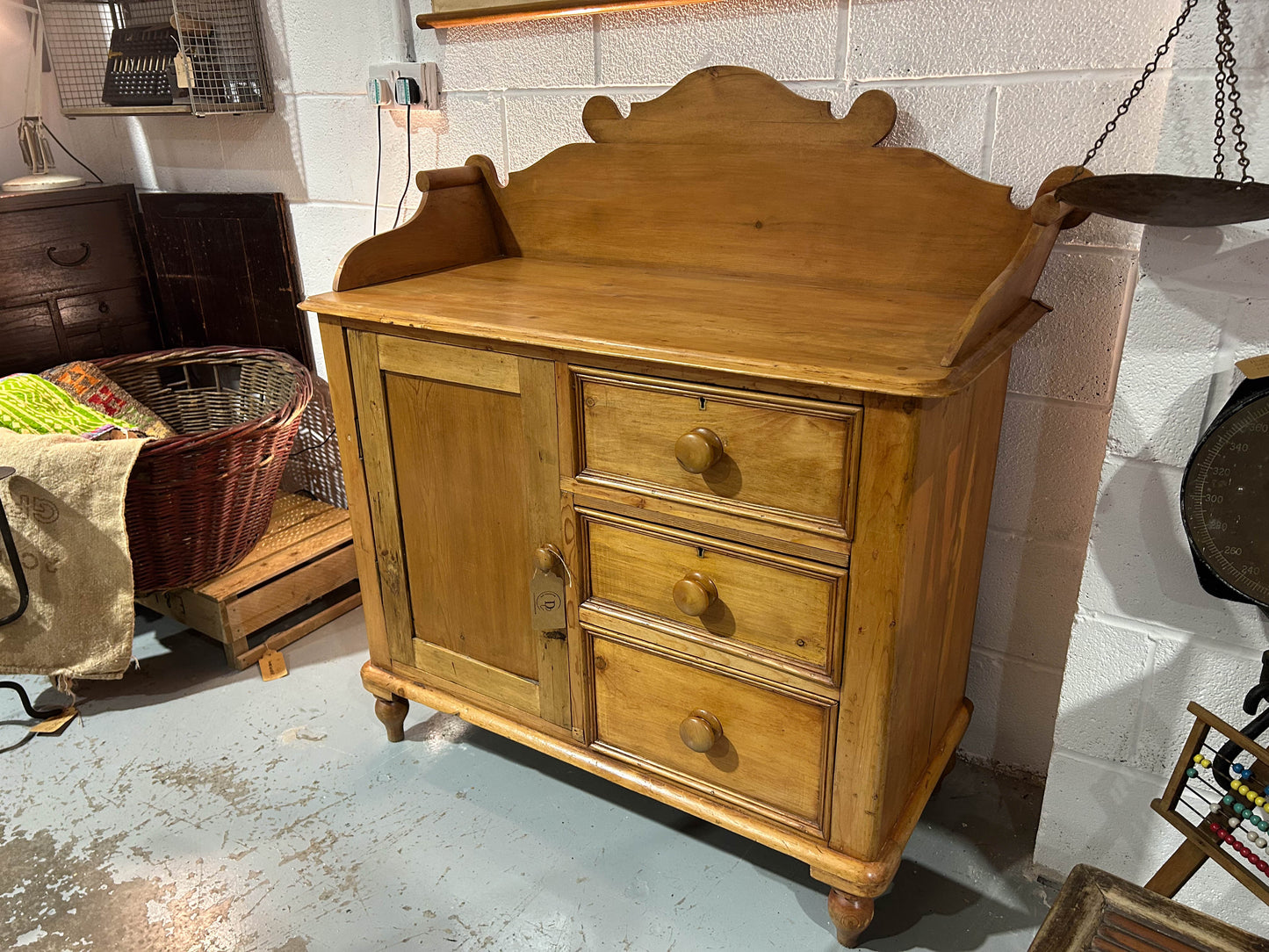 Vintage Antique Edwardian Pine Washstand / Chiffonier Table / Storage Cabinet