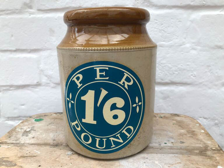 Unusual Vintage Preserve Stoneware Jar with Sticker