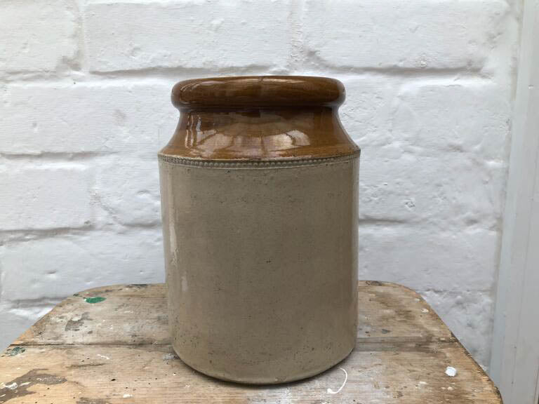 Unusual Vintage Preserve Stoneware Jar with Sticker