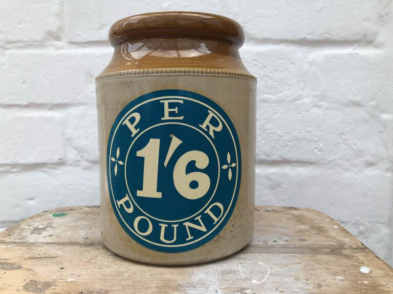 Unusual Vintage Preserve Stoneware Jar with Sticker