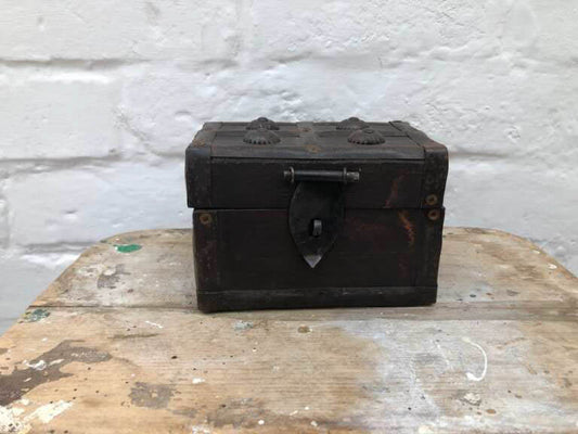 Unusual 1950's Handmade Indian Wooden Metal Box