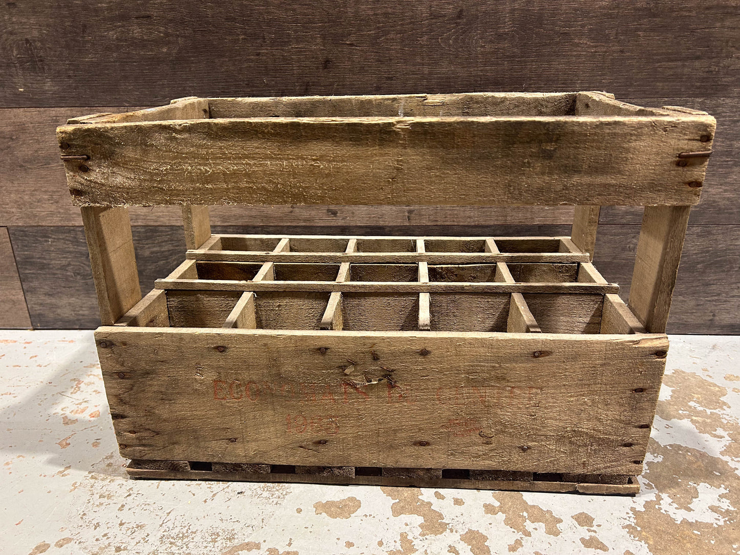 Vintage Antique French Wooden Wine Crate / Bottle Holder