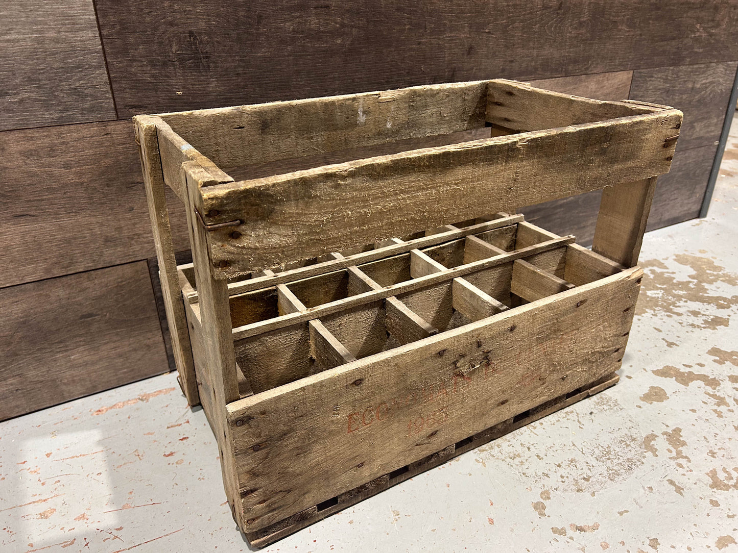 Vintage Antique French Wooden Wine Crate / Bottle Holder