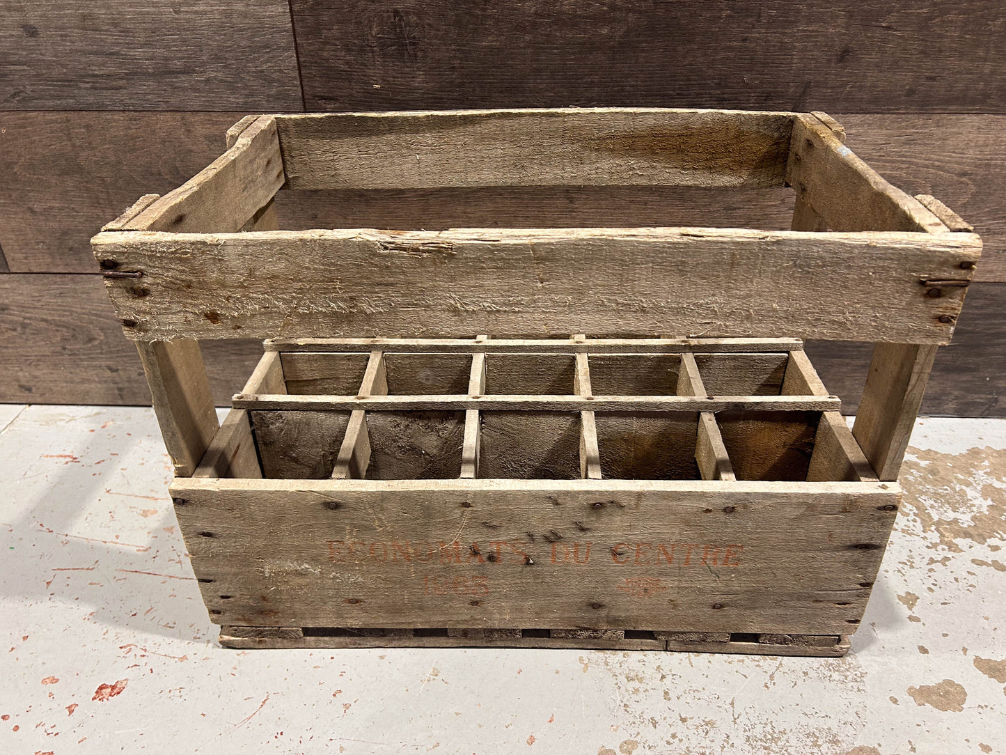 Vintage Antique French Wooden Wine Crate / Bottle Holder