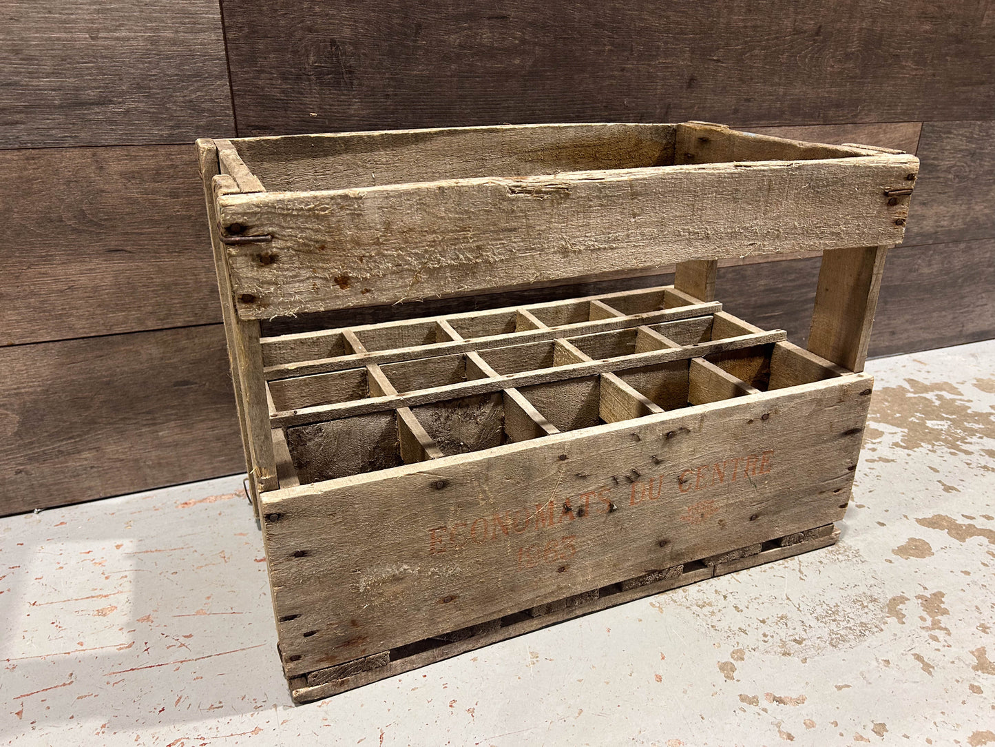 Vintage Antique French Wooden Wine Crate / Bottle Holder