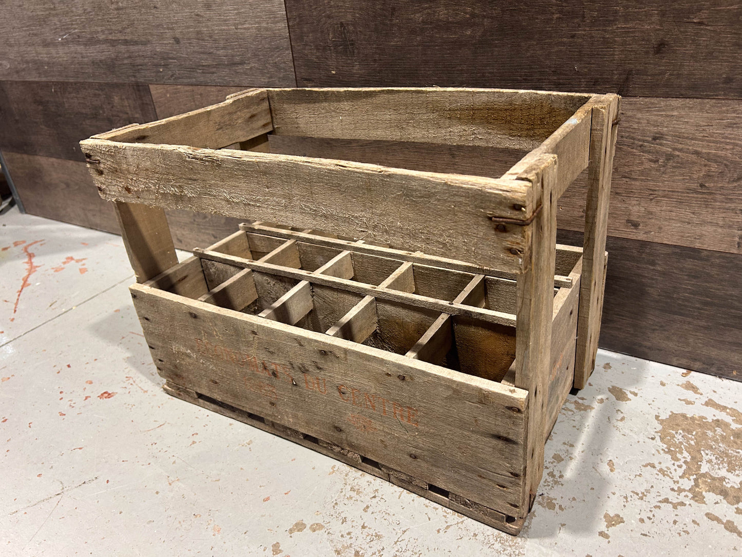 Vintage Antique French Wooden Wine Crate / Bottle Holder