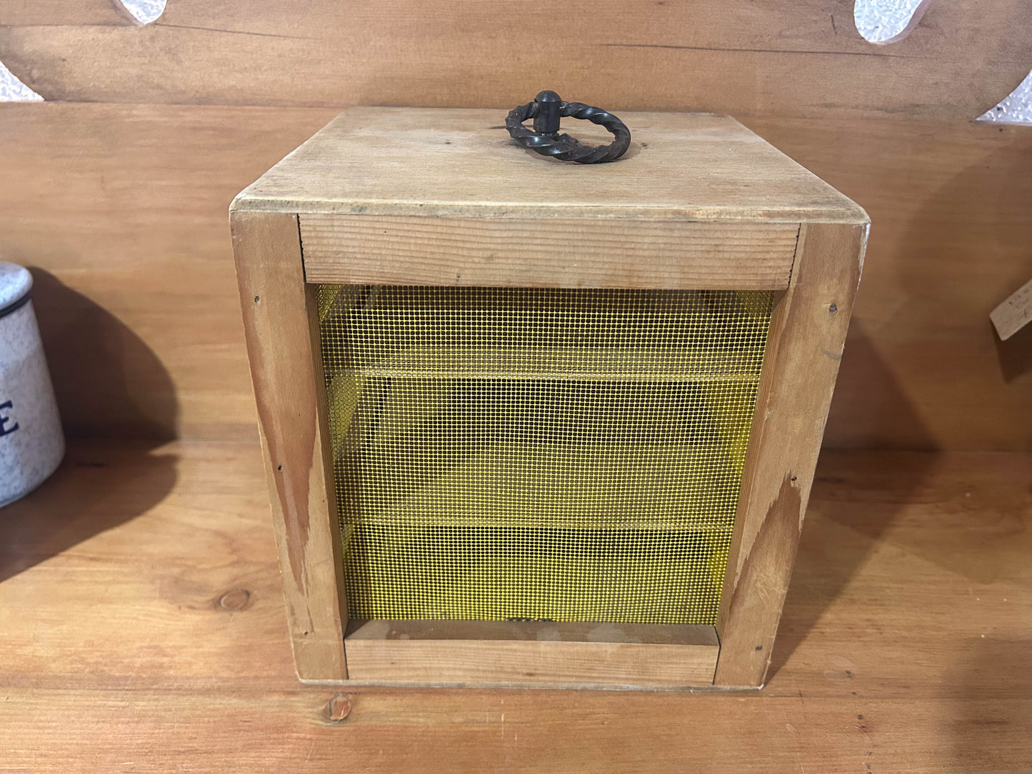 Small Square Vintage French Tabletop 1950's Cheese Safe