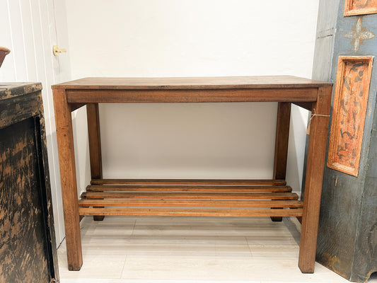 Vintage Antique Beech Frame Pine Top Wooden Console Table / Original Printers Table