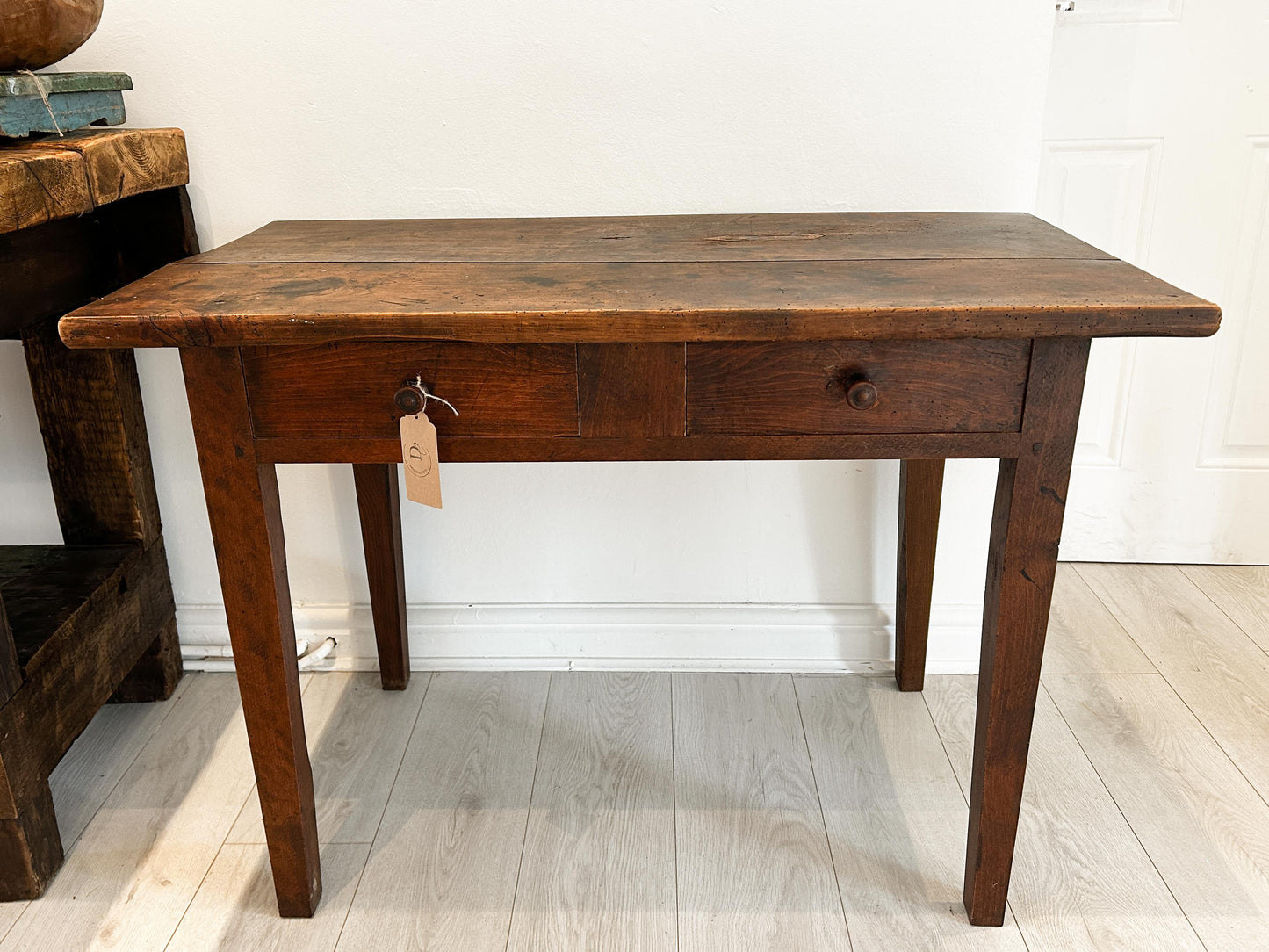 Antique Vintage 19th Century French Fruitwood Table with Drawers / Console Table / Desk