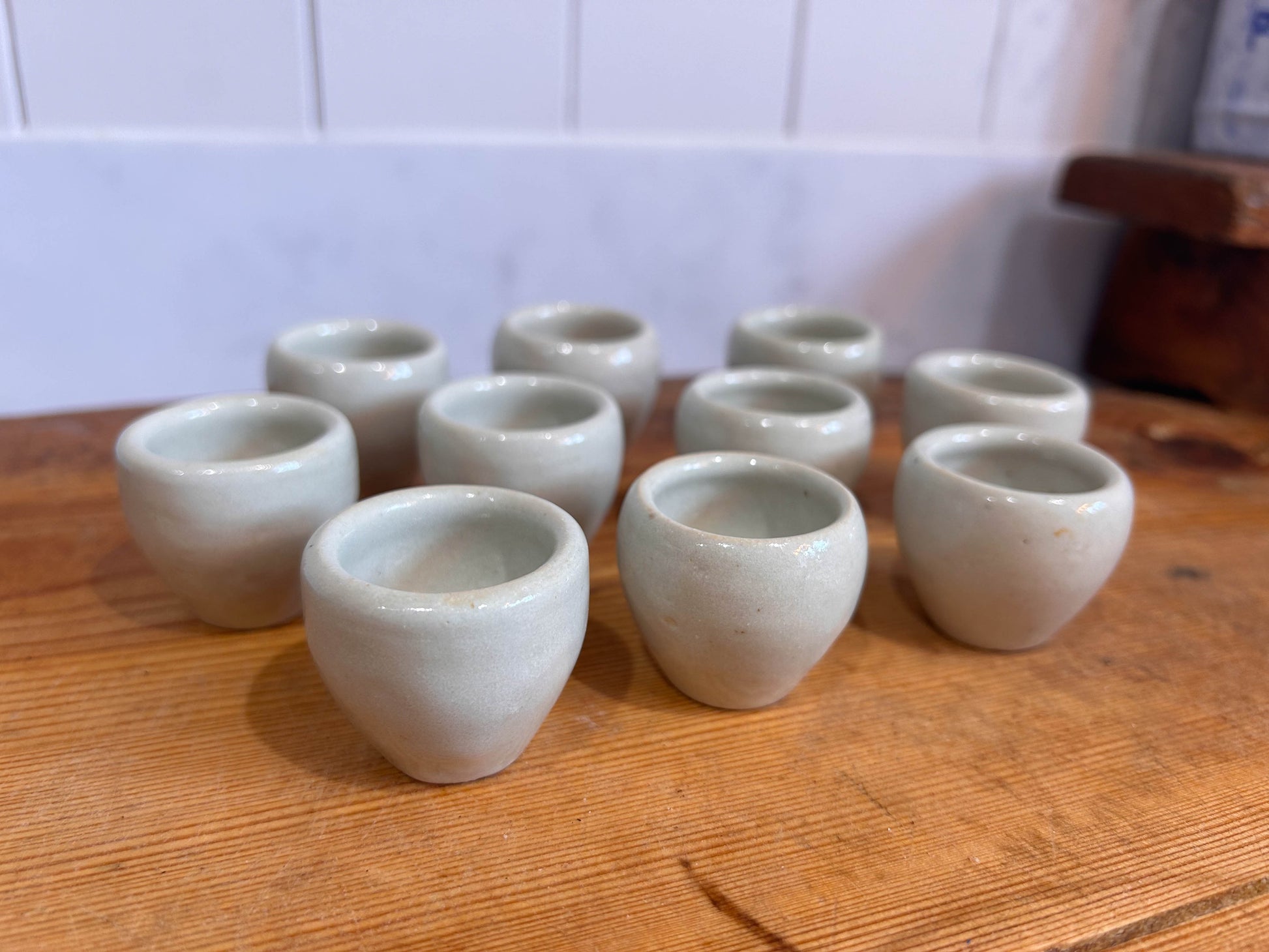 10 Vintage Handmade French Glazed Ceramic Escargot Pots