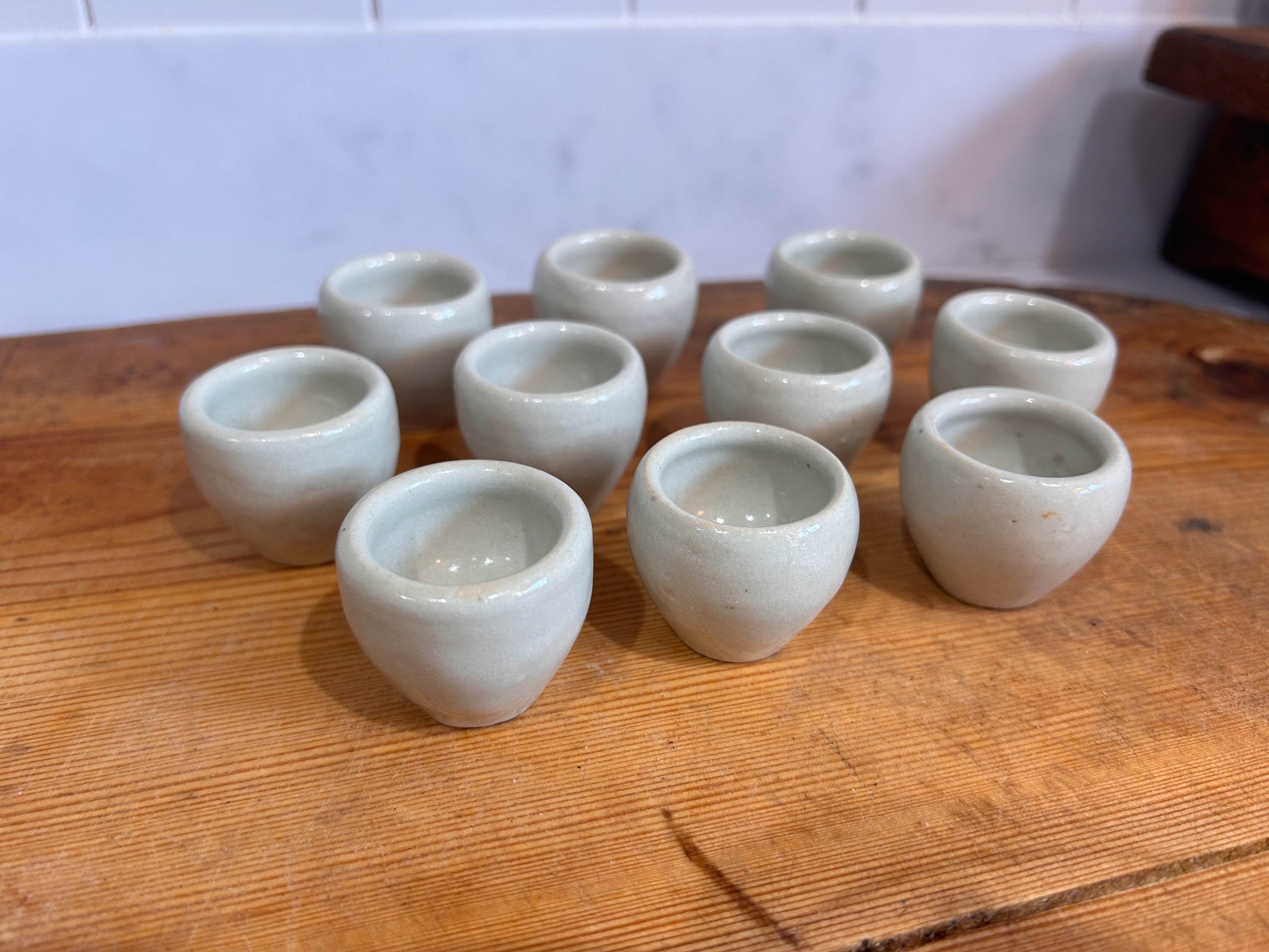 10 Vintage Handmade French Glazed Ceramic Escargot Pots