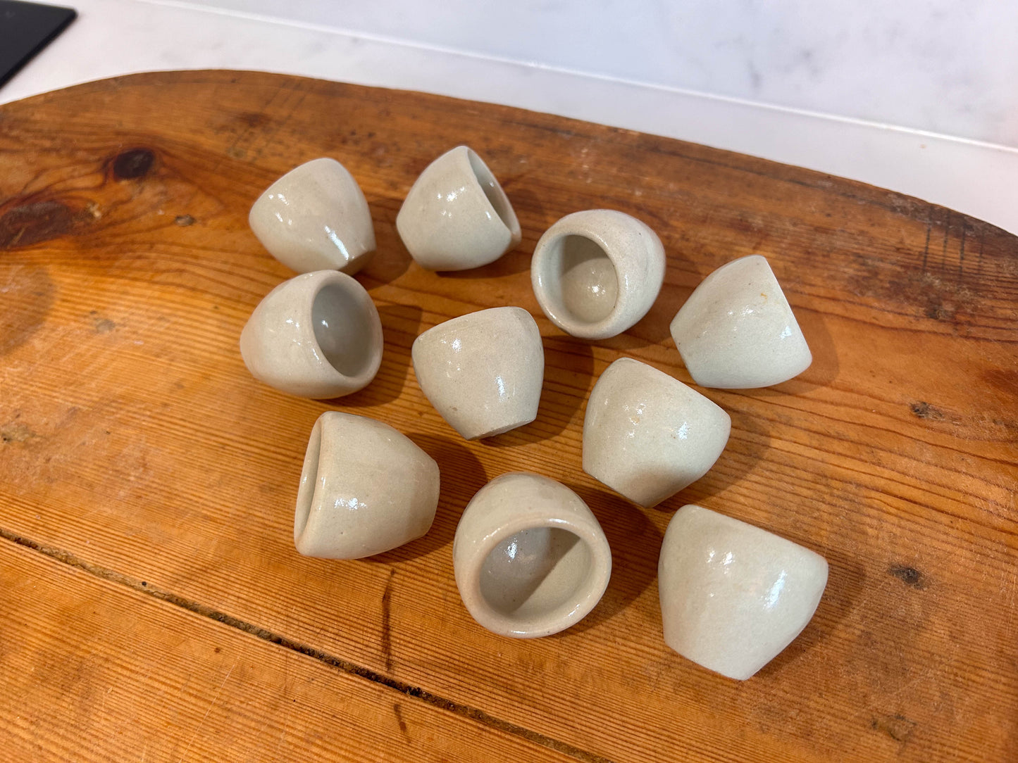 10 Vintage Handmade French Glazed Ceramic Escargot Pots