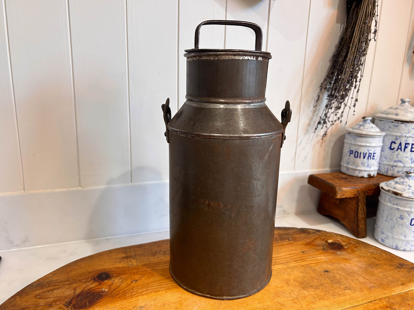 Rare Vintage JCB Metal Milk Churn with Handle