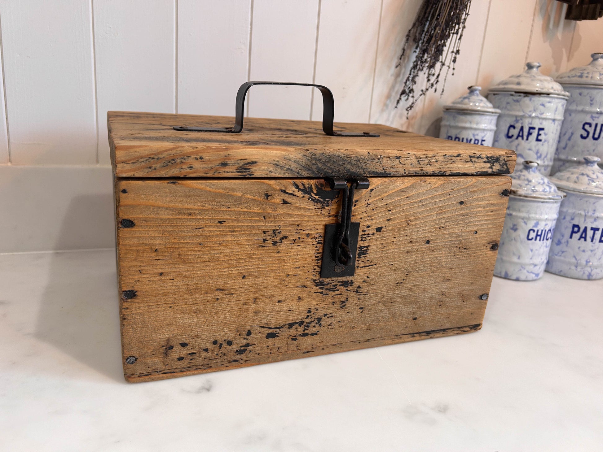 Antique Vintage Wooden Tool Box Chest