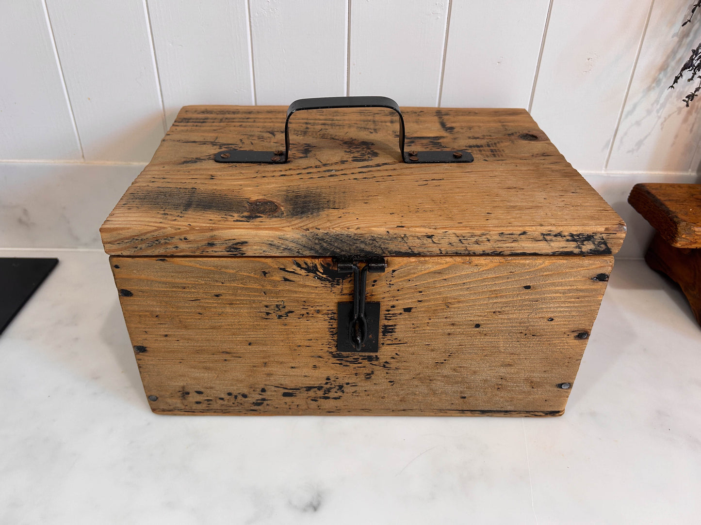 Antique Vintage Wooden Tool Box Chest