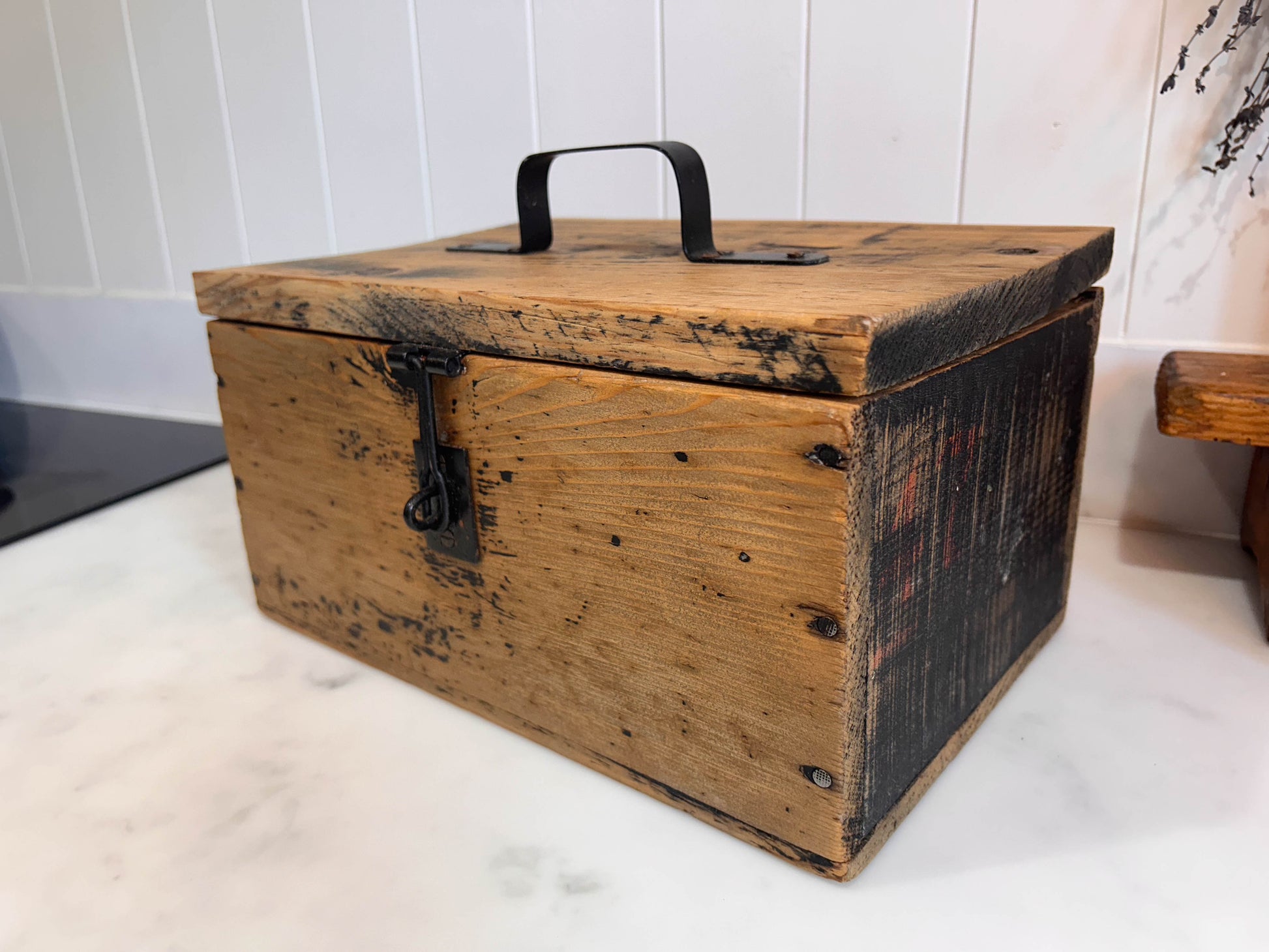 Antique Vintage Wooden Tool Box Chest