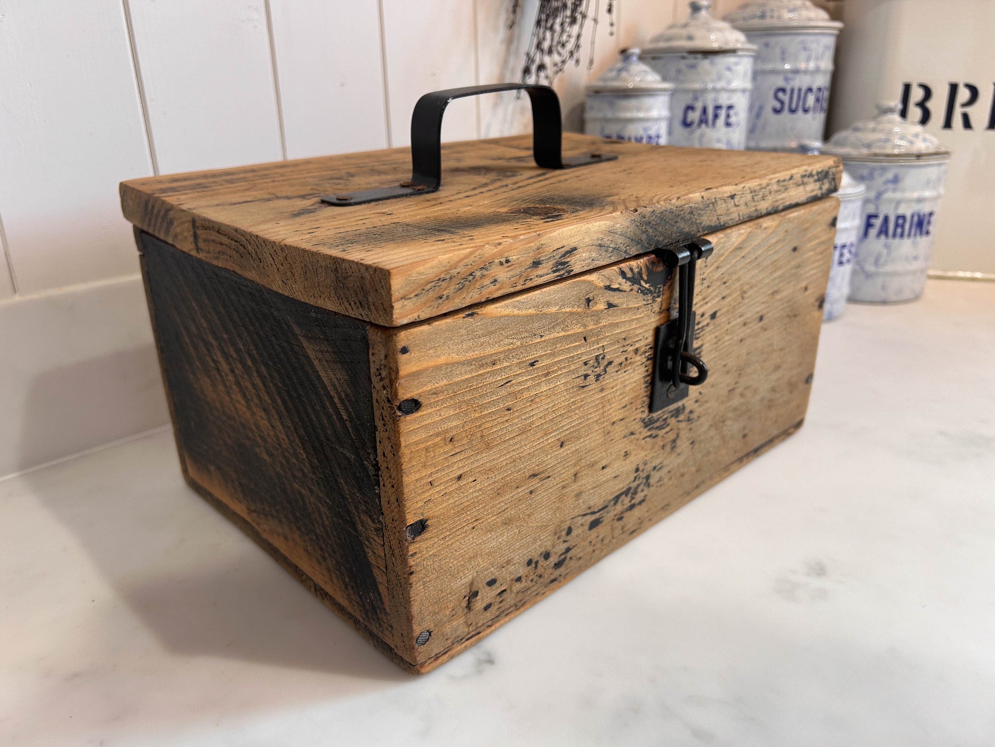 Antique Vintage Wooden Tool Box Chest