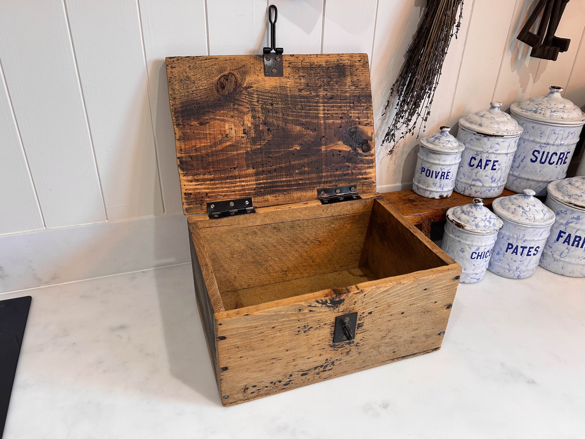 Antique Vintage Wooden Tool Box Chest