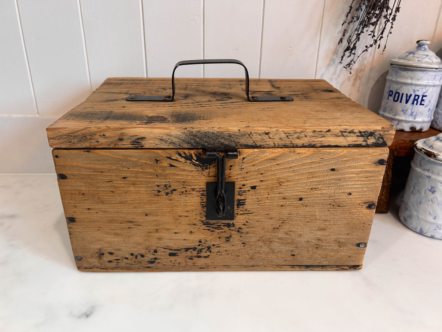 Antique Vintage Wooden Tool Box Chest