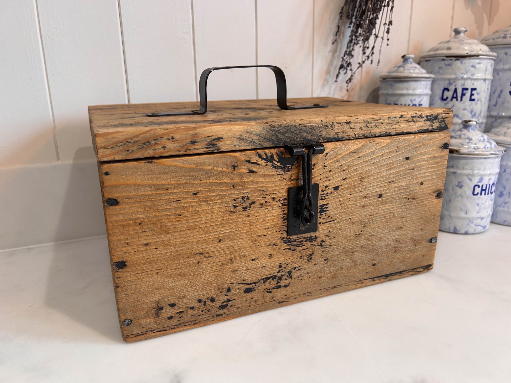 Antique Vintage Wooden Tool Box Chest