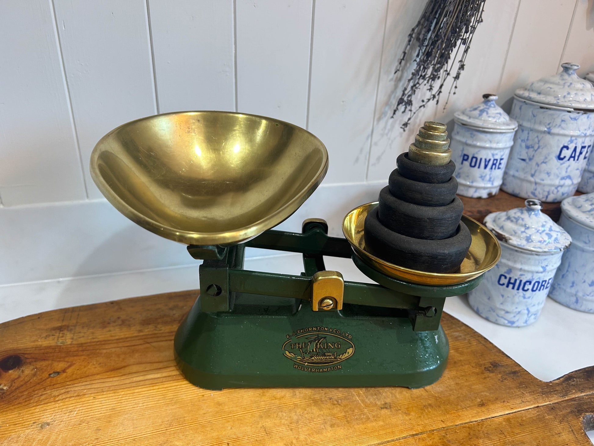 Vintage Kitchen Shop Scales & Weights by FJ Thornton Wolverhampton Brass and Cast
