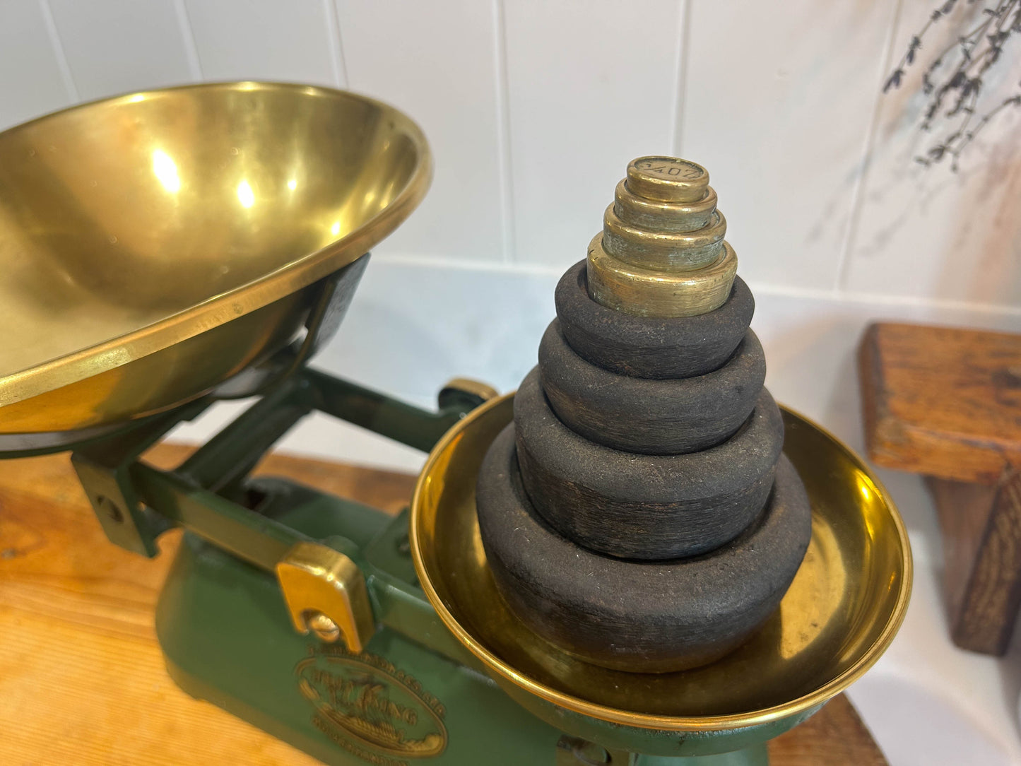 Vintage Kitchen Shop Scales & Weights by FJ Thornton Wolverhampton Brass and Cast